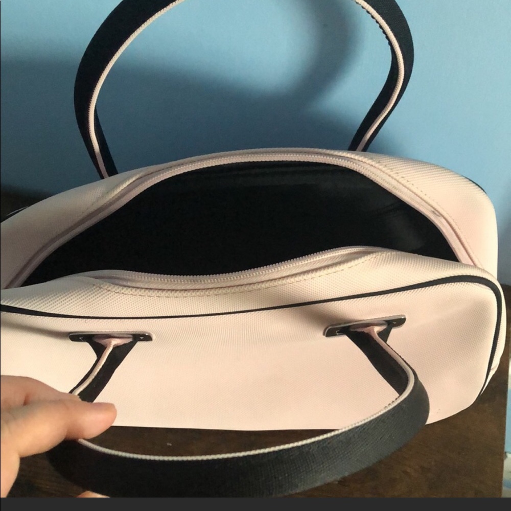 Lacoste Pale Pink and Black Top-Handle Tote